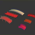 Red Bridge Models in Various Sizes and Designs for Display Collection 3d model