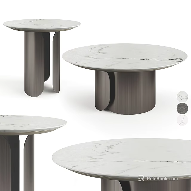 Elegant Modern Coffee Table With White Marble Top And Geometric Metal Base Design 3d model 