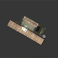 Military Green Truck with Metal Containers on Truck Bed and Wooden Ramp near Blue Barrel
