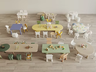Children's Table and Chair Combination Leisure Table and Chair Game Table and Chair Kindergarten Table and Chair 3d model