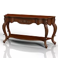 Classic Style Wooden Entryway Console Table Featuring Carved Details Curved Legs And Lower Shelf