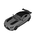 Silver Sports Car With Black Stripes Two Door Design Rear Spoiler And High Performance Exterior