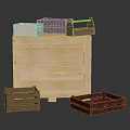 Stacked Wooden Crates and Trays with Various Sizes for Scene Components