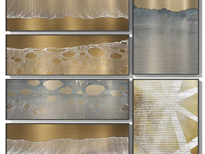 Decorative Metal Panels With Various Textures Wave Patterns Holes And Geometric Designs 3d model
