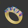 Elegant Golden Ring With Shiny Gemstones And Exquisite Metal Band Design For Daily Use