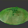 Dinosaur Model Displayed On Round Wooden Tray With Natural Texture