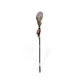Ornate Decorative Staff With Intricate Carved Top And Long Wooden Shaft