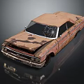 Abandoned Old Rusted Vintage Car With Broken Windshield And Weathered Body