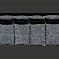 Gray Multi-Seat Sofa With Plaid Back And Seat Cushions On Metal Legs