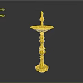 Golden Ornate Candlestick With Tall Stand And Decorative Carvings Shiny Surface