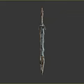 Ornate Decorative Sword With Metallic Silver And Gold Accents And Intricate Carved Patterns