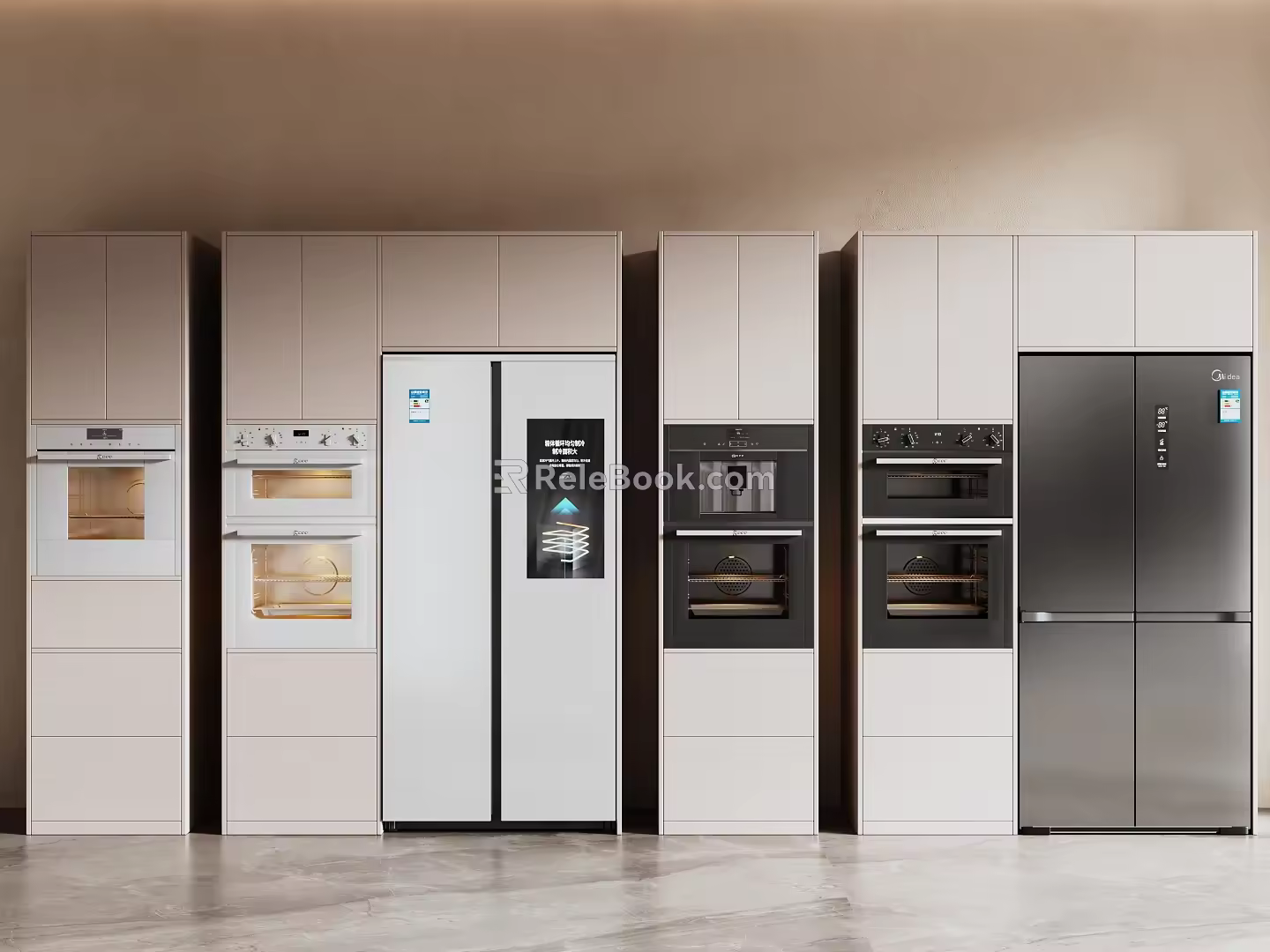 Modern Kitchen Appliances Refrigerator Built-in Refrigerator Double Door Refrigerator Oven Coffee Maker 3d model