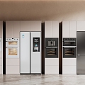 Modern Kitchen Appliances Refrigerator Built-in Refrigerator Double Door Refrigerator Oven Coffee Maker 3d model