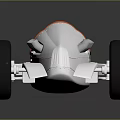 Vintage Silver Race Car With Orange Steering Wheel And Black Tires