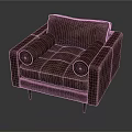 Brown Upholstered Single Seater Sofa With Cylindrical Armrests And Slim Metal Legs
