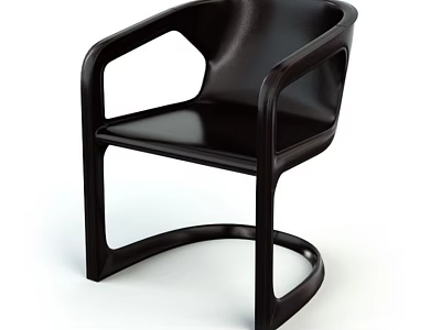 Modern Black Single Chair With Leather Seat And Curved Armrests Design 3d model