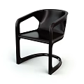 Modern Black Single Chair With Leather Seat And Curved Armrests Design
