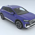 Audi Blue SUV Modern Exterior Design With Sleek Front Grille And Alloy Wheels