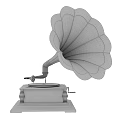 Vintage Gramophone Audio Device With Golden Horn And Wooden Base Design