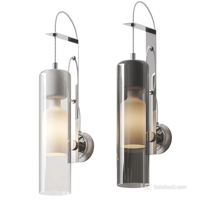 Modern Wall Lamp With Metal Frame And Transparent Glass Shade Design 3d model 
