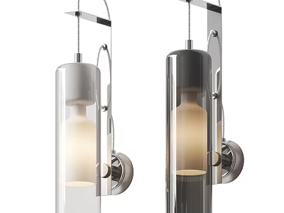 Modern Wall Lamp With Metal Frame And Transparent Glass Shade Design 3d model