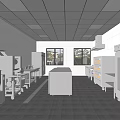 Professional Commercial Kitchen Interior With Stainless Steel Equipment Worktables And Cabinets