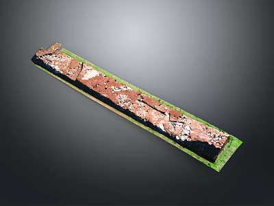 Long Natural Scenery With Green Grass Brown Soil And Black Borders 3d model
