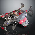 Advanced Silver Gray And Red Spacecraft With Multiple Wings Cockpit And Technical Details 3d model