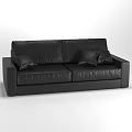 Black Leather Two Seater Sofa With Soft Cushions And Modern Design 3d model