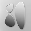 Three Unique Shaped Decorative Mirrors Mounted On Wall For Modern Decor