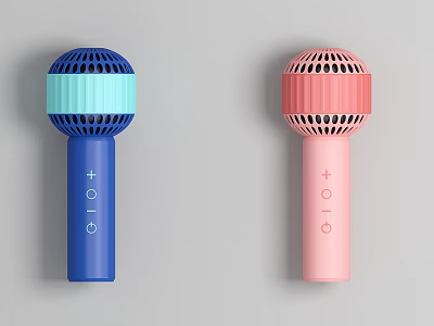 Blue And Pink GIO+ Headphone Speakers With Handheld Grid Pattern And Stripe Detail 3d model