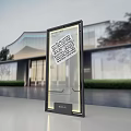 Outdoor Digital Signboard With QR Code Display And Modern Building Background 3d model