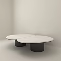 Modern Oval Coffee Table With White Marble Top And Black Base Design 3d model