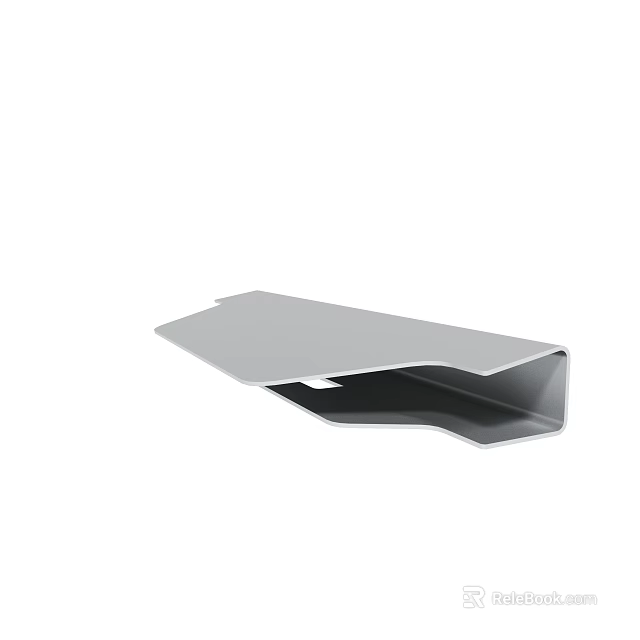 Silver Elongated Metal Structural Component With Sloped Edge And Groove Design 3d model 
