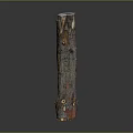 Rustic Natural Wood And Stone Log With Rich Grain And Textured Surface Finish