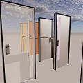 Modern Hinged Doors With Glass Panels And Metal Frames In Various Colors