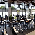 Modern Fitness Gym With Treadmills Weight Machines And Large Windows Bright Workout Space
