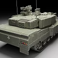 Military Tank With Front Plow Turret Cannon And Tracked Design