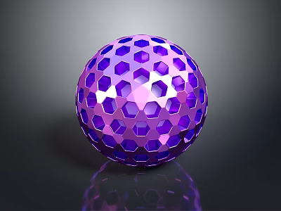 Purple Hexagonal Decorative Furniture Ball With Hollow Design For Home Interior 3d model