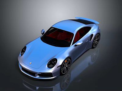 Blue Sports Car With Red Interior Black Wheels And Sleek Modern Design 3d model