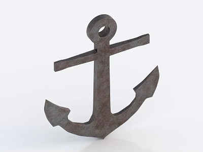 Rustic Metal Anchor Decorative Artifact With Distressed Surface On White Backdrop 3d model