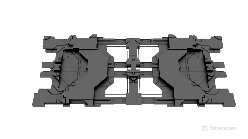 Symmetrical Industrial Mechanical Structure 3D Model With Support Frames And Components 3d model 