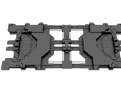 Symmetrical Industrial Mechanical Structure 3D Model With Support Frames And Components 3d model