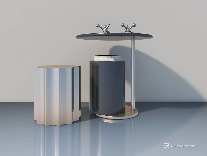 Modern Sofa Coffee Table Set With Metal Frame Round Top And Sleek Smooth Surface Design 3d model