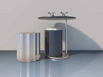 Modern Sofa Coffee Table Set With Metal Frame Round Top And Sleek Smooth Surface Design 3d model
