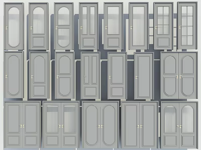 Various Design Swing Doors With Glass Panels For Home Interior Decoration 3d model