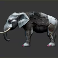 Mechanical Elephant Sculpture With Metallic Body Gear Details And Pink Toe Accents