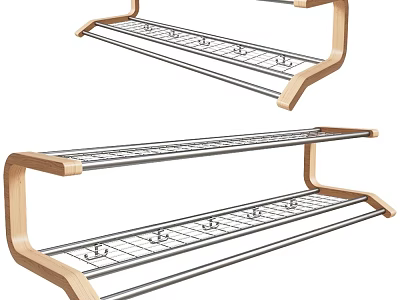 Modern Wooden And Metal Wall Cabinets With Hanging Hooks For Home Storage Organization 3d model