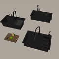 Modern Black Kitchen Sinks With Faucet Drainer Rack And Cutting Board 3d model