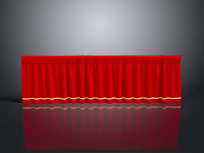 Red Curtain With Gold Decorative Edge For Event Stage Decoration 3d model